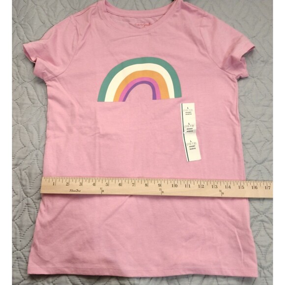 NWT, Cat & Jack Pink T-Shirt W/ Rainbow Girls Size L 10 / 12, Large Short Sleeve - Picture 8 of 9